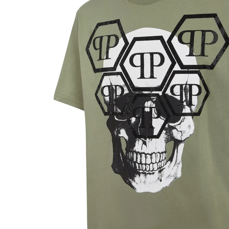 Philipp Plein T-Shirt T-Shirt Skull Mit Schmucksteinen grün(Image 3)