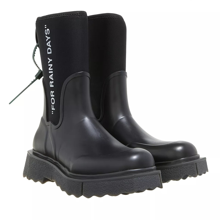 Off White Sponge Rubber Rainboot Black White Rain Boot