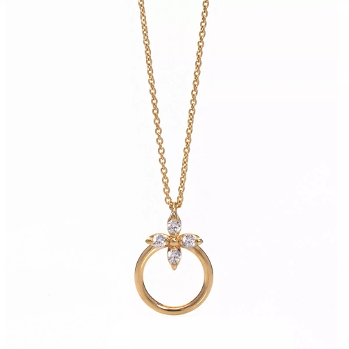 Little Luxuries by VILMAS Fashion Classics Chain With Stone Pendant  Yellow Gold Plated Mellanlångt halsband