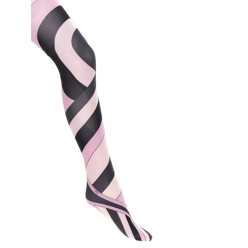 Emilio Pucci  Bold Swirling Pattern Tights With Elastic Waistban Multicolor