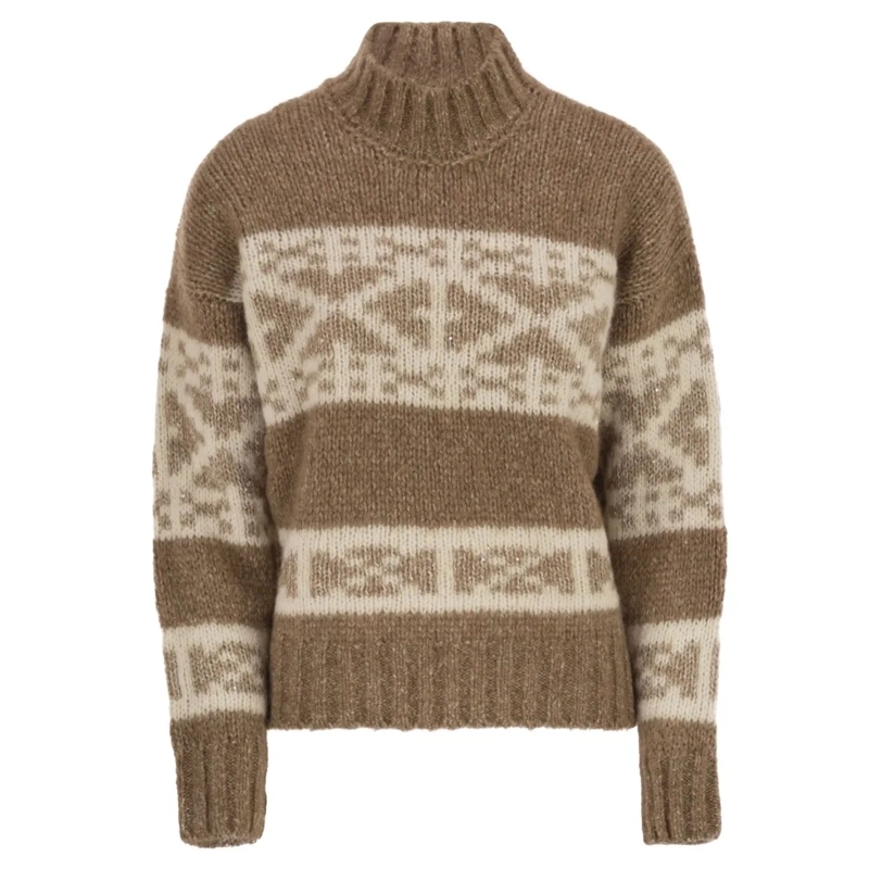 Peserico Trui Alpaca, Cotton And Wool Knitwear Brown