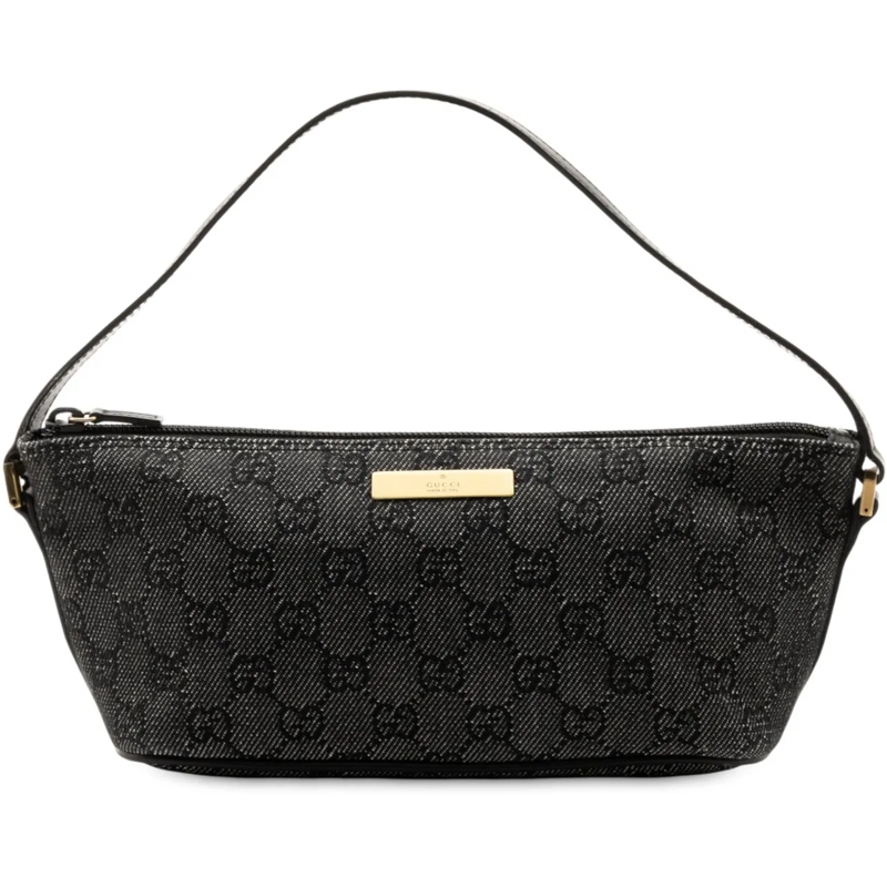 Gucci Schultertasche GG Denim Boat grau