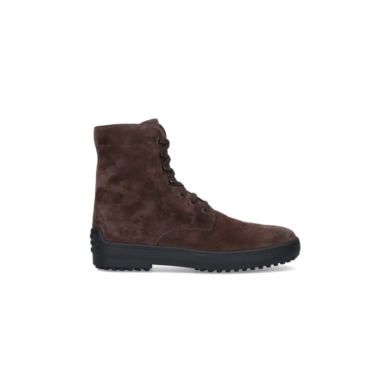 Tod's Bottes Brown Suede Ankle Boots With Round Toe Brown
