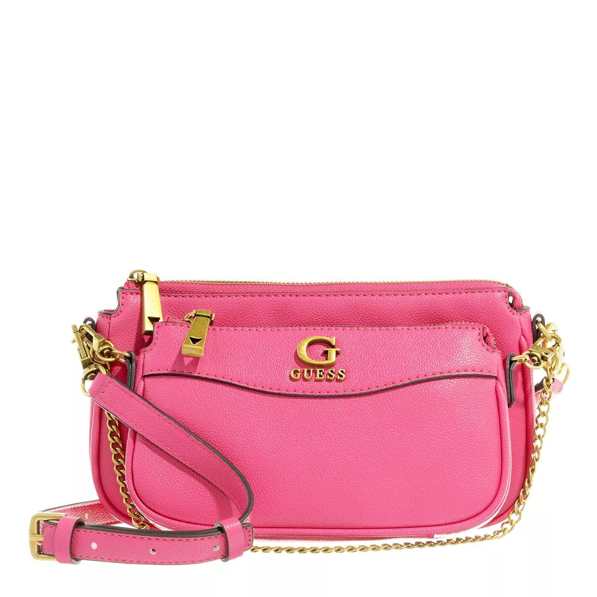 Guess Nell Double Pouch Crossbody Fuchsia Crossbody Bag