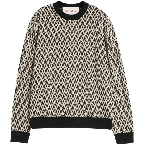 Valentino Sweatshirts Jacquard Round Neck Sweater beige