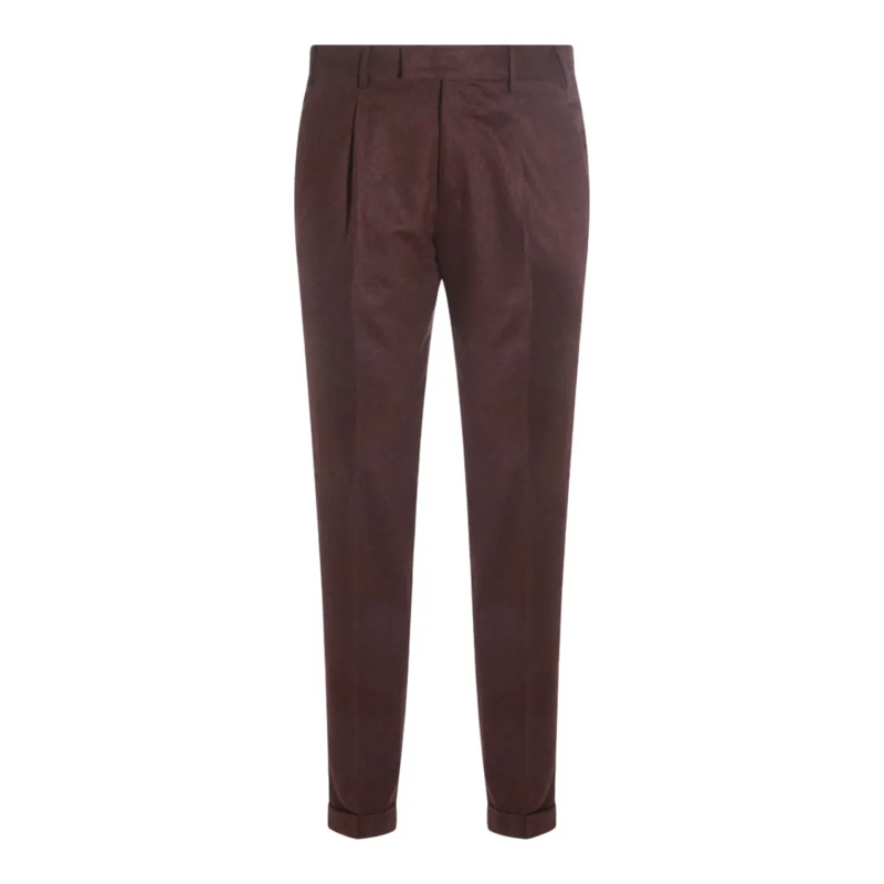 Pt Torino Chino Tailored Purple Trousers With Cuffed Hems Black
