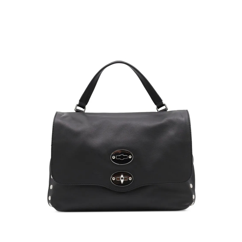 Zanellato Schultertasche Rectangular Handbag In Smooth Calf Leather Black