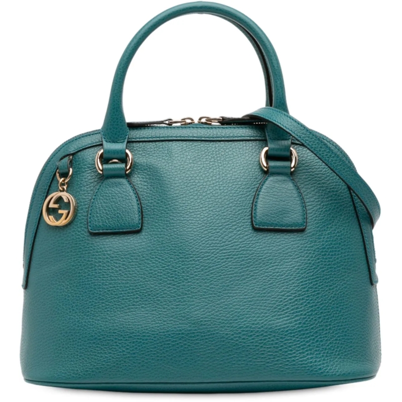 Gucci Schultertasche Small Dollar Calfskin GG Charm Dome Satchel blau