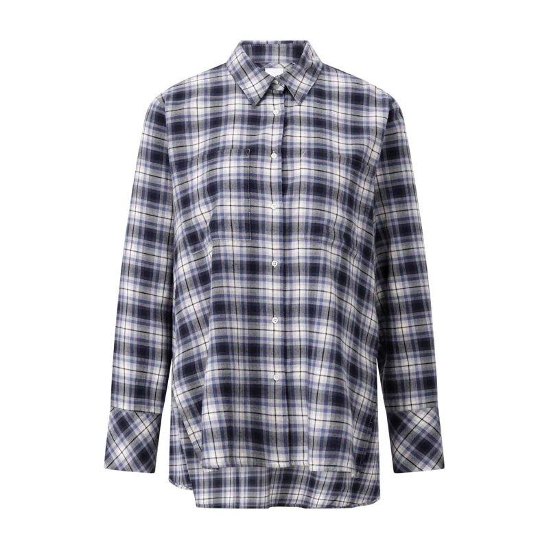 Emily can den Bergh Blouse Karierte Hemdbluse Blau