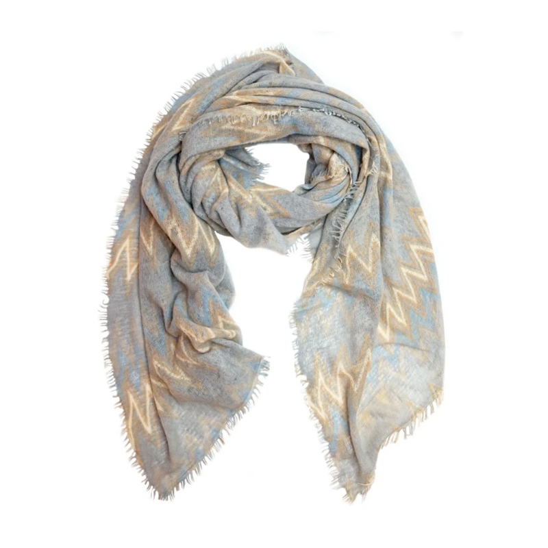 Mala Alisha Écharpe légère Schal London mit Zick-Zack-Muster Hellblau