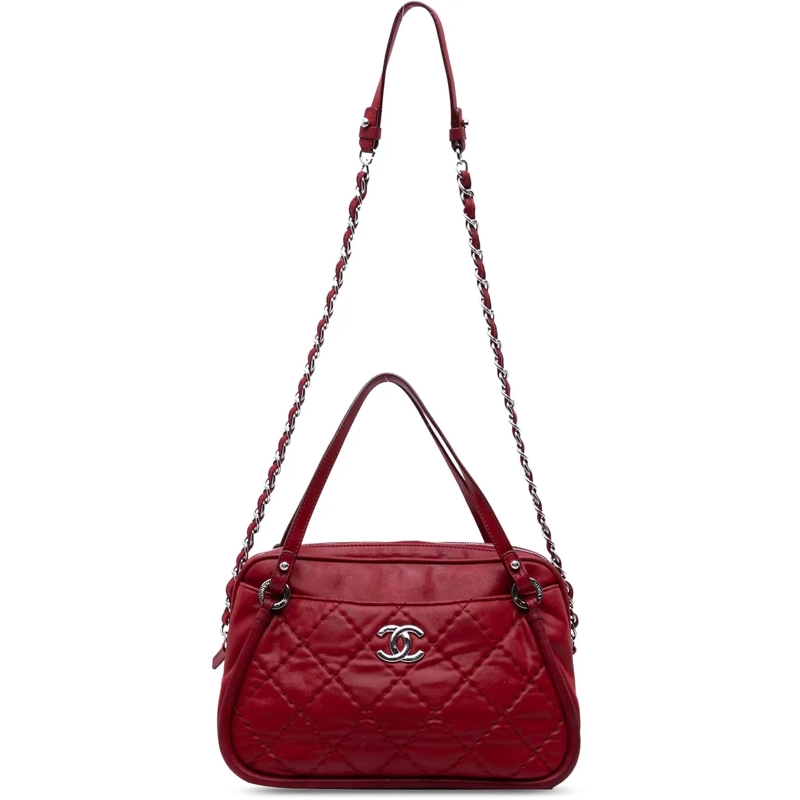 Chanel Sac à bandoulière 2012 Quilted Iridescent Calfskin Relax CC Satchel rot