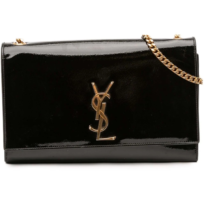 Saint Laurent Sac à bandoulière Medium Patent Monogram Kate Crossbody schwarz