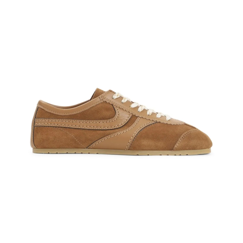 Dries Van Noten Lage-top sneaker Low-Profile Leather Sneakers With Suede Paneling Brown
