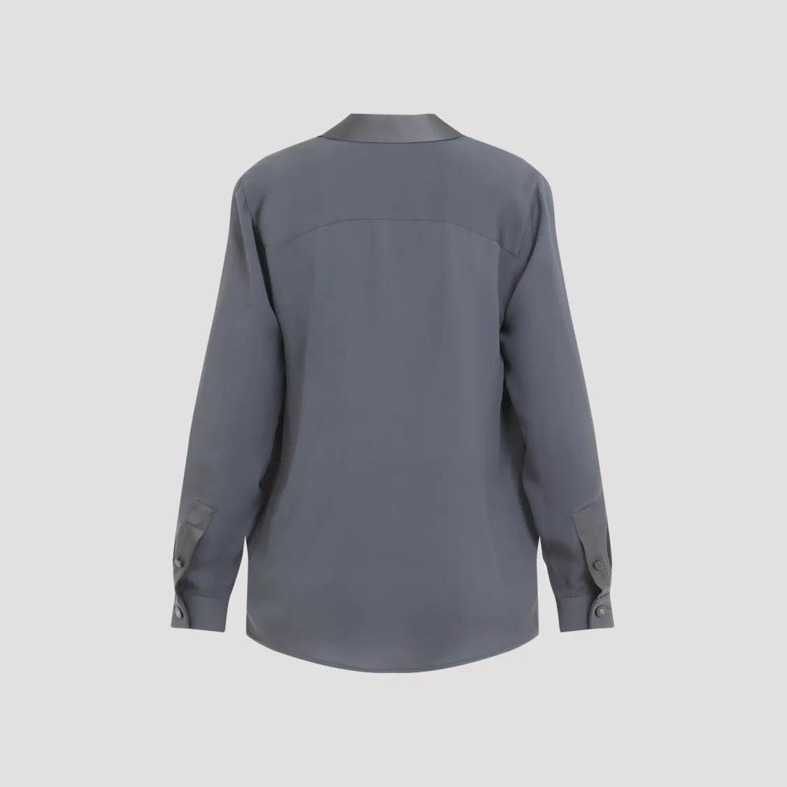 Giorgio Armani - Grey Silk Shirt - Größe 40 - blau