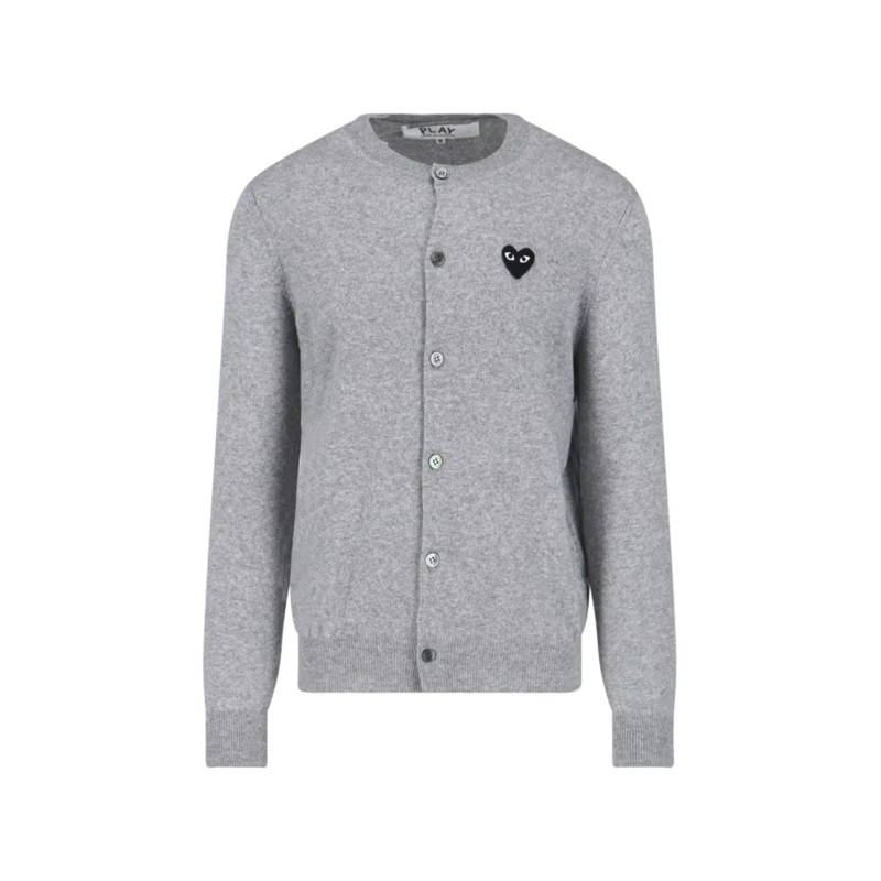 Comme des Garcons Strickjacke Embroidered Heart Logo Grey Wool Cardigan Grey