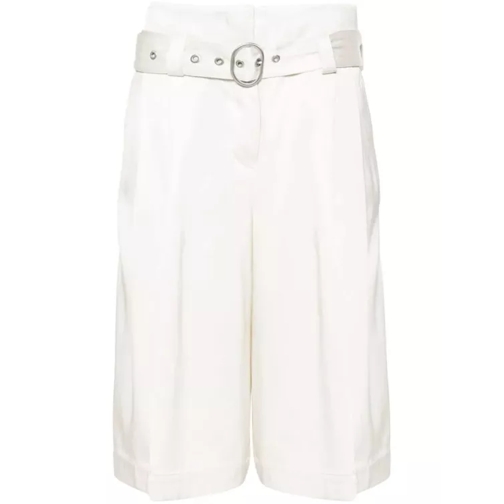 Jil Sander Ecru High Waist Satin Shorts White 