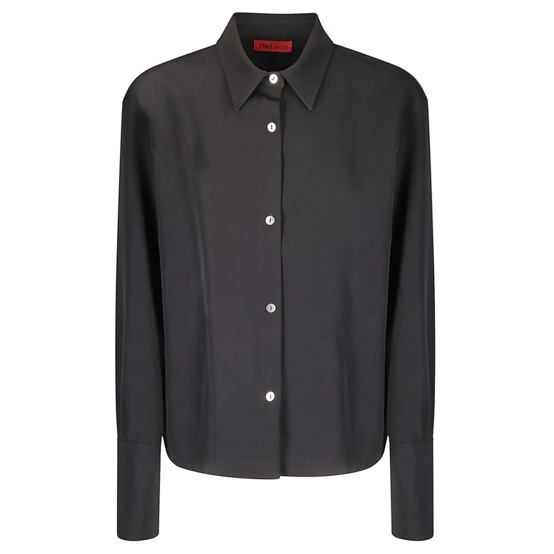 THE LATEST Overhemd Black Long-Sleeved Shirt With Classic Collar Black