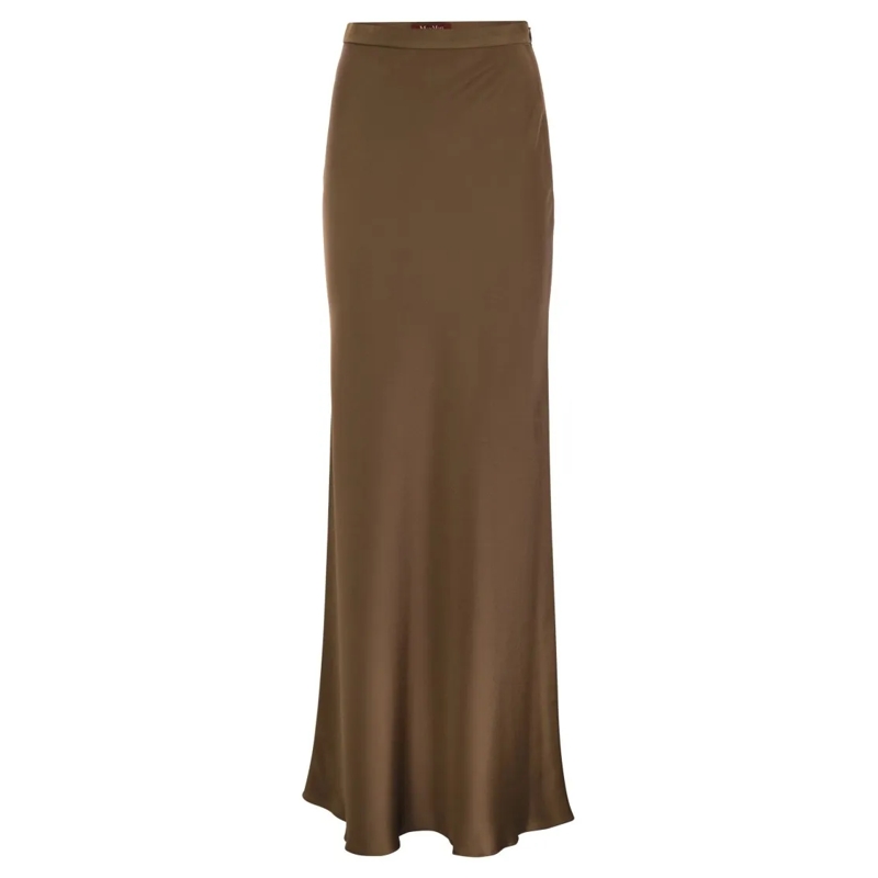 Max Mara Minirok Rimini - Flowing Skirt In Envers Satin Brown
