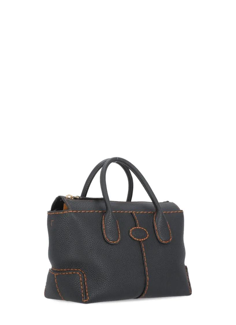 TOD'S Shoppers Leather Shoulder Bag in zwart