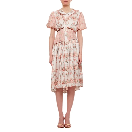 Simone Rocha Midi-Kleider Asymmetric Baloon Sleeve Midi Dress Pink