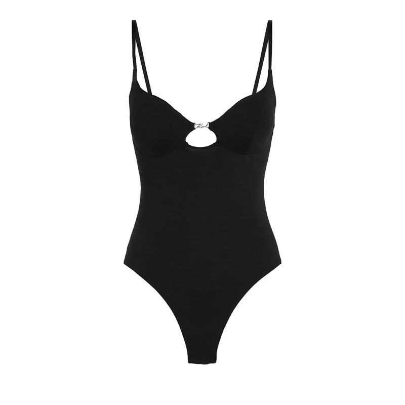 Karl Lagerfeld  Signature Body mit hohem Beinausschnitt Body schwarz