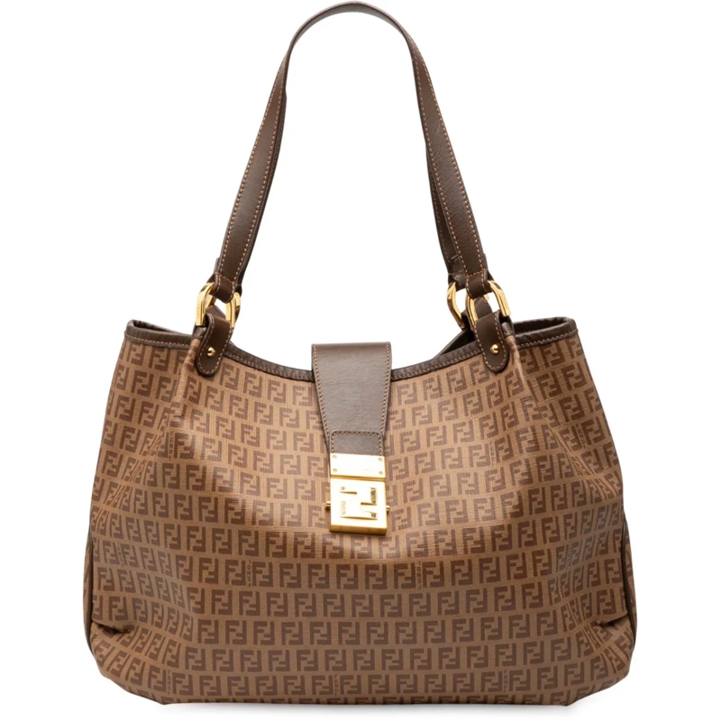 Fendi Shopper Zucchino Spalmati Chiusura Tote braun