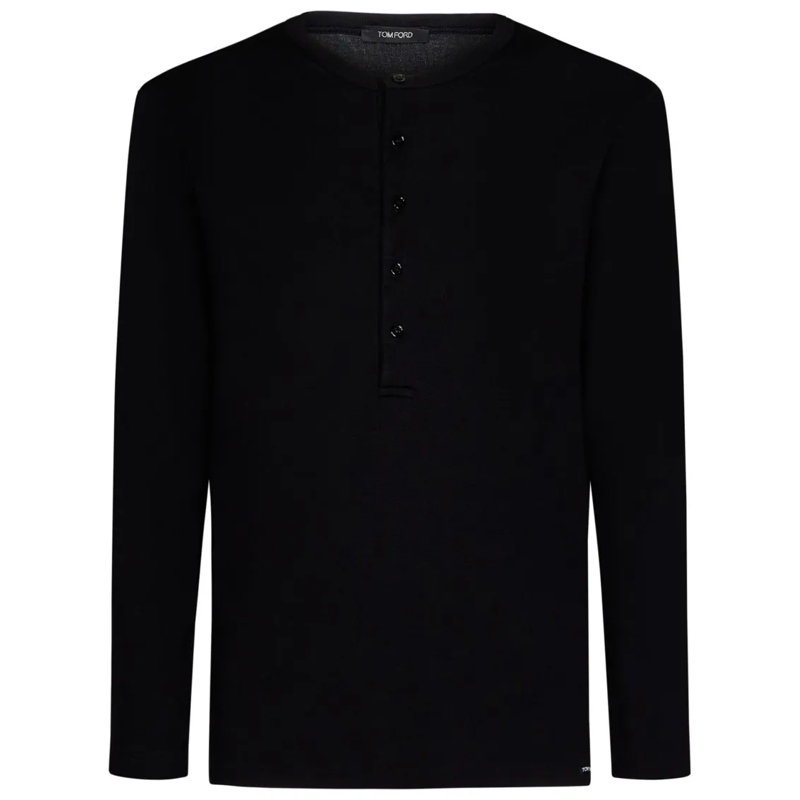 Tom Ford Langärmeliges Oberteil Black Cotton Longlsleeves Black