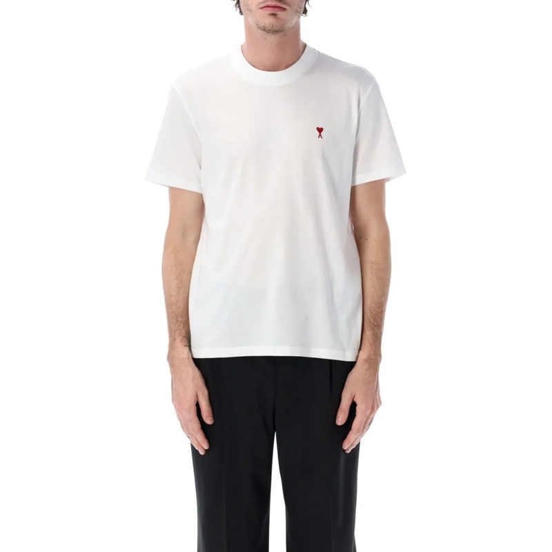 AMI Paris T-Shirt Organic Cotton De Coeur T-Shirt White
