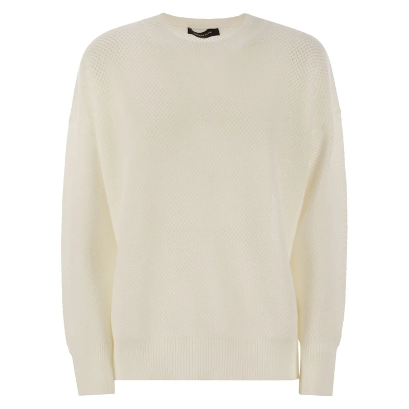 Fabiana Filippi Pull Crew-Neck Sweater In Wool And Cotton White
