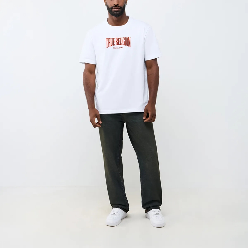True Religion T-Shirt - Gerader Schnitt- Überschnittende Schultern- Ba weiss(Image 2)