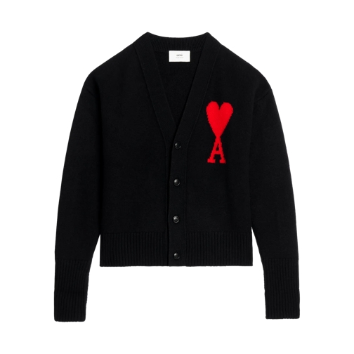 AMI Paris Cardigan mit Logo 009 BLACK/RED Vest