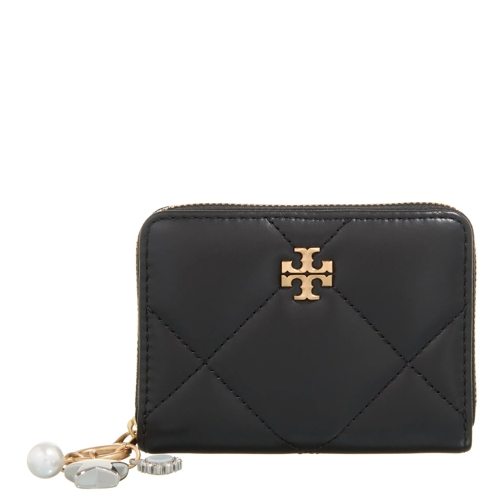 Tory Burch Portemonnaie mit Zip-Around-Reißverschluss Kira Charm Diamond Quilt Small Zip Around Wallet Black