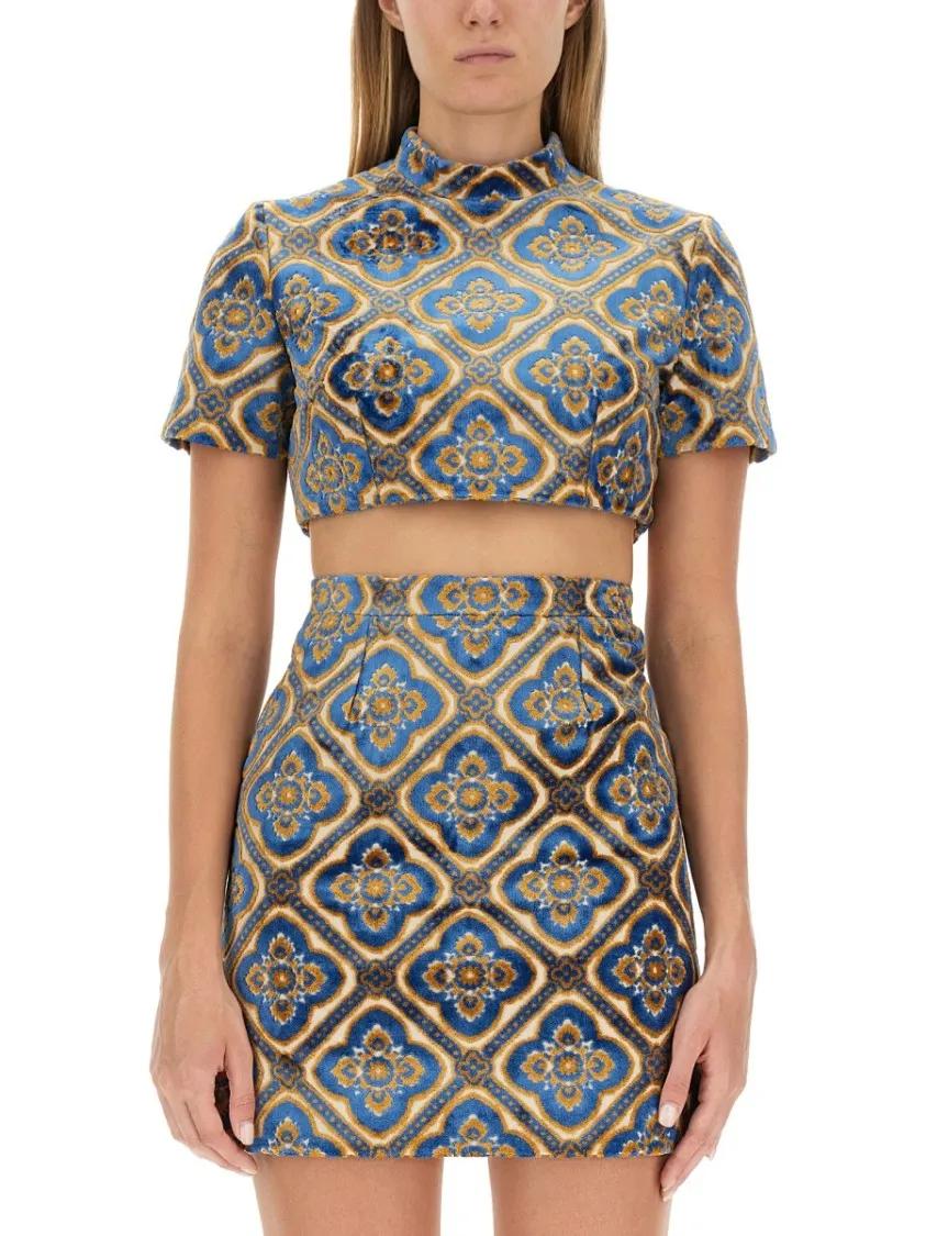 Thumbnail - Etro - Cropped Top With Intricate Pattern - Größe 38 - grau