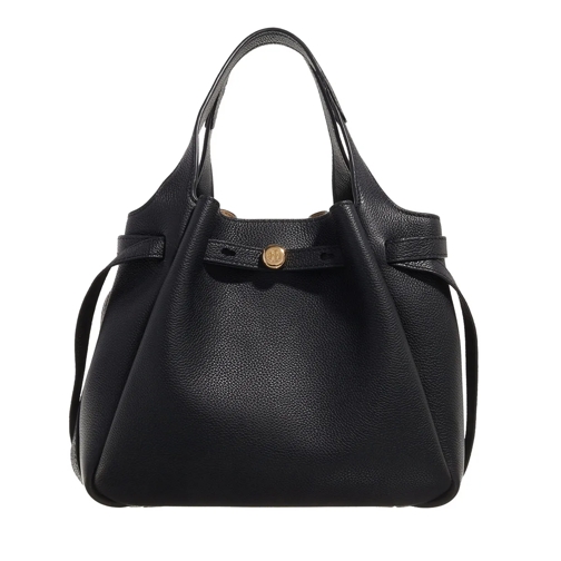 Tory Burch Tote Romy Pebbled Satchel Black