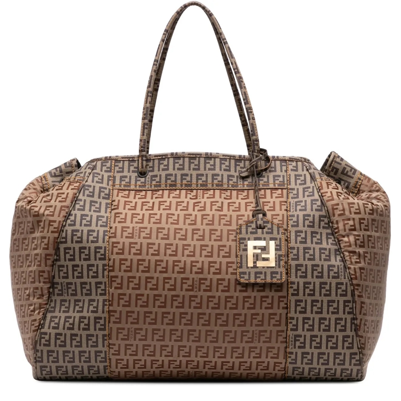 Fendi Shopper Zucchino Nylon and Spalmati Grande Pillow Tote braun