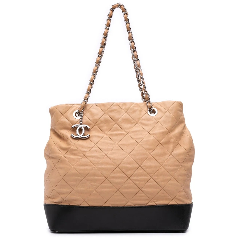 Chanel Shopper Large Quilted Iridescent Calfskin VIP Tote braun