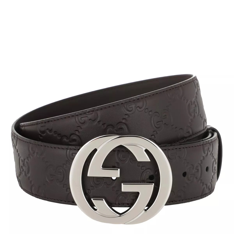 Gucci Ledergürtel Signature Belt Leather Dark Brown/Silver