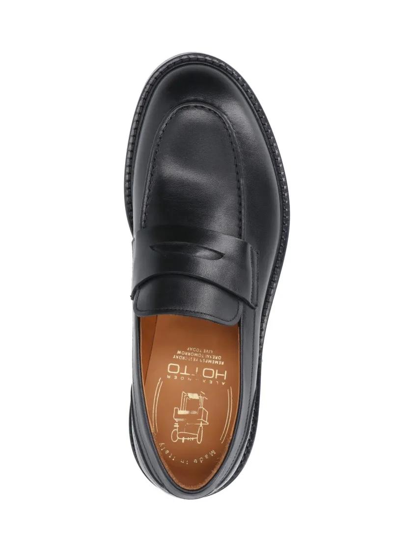 Thumbnail - Alexander Hotto Loafer - Penny Loafer Black Leather Flat Shoes With Texture - Gr. 42 (EU) - in Schwarz - für Damen