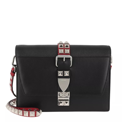 Prada Prada Elektra Calf Leather Bag Black/Red Crossbody Bag