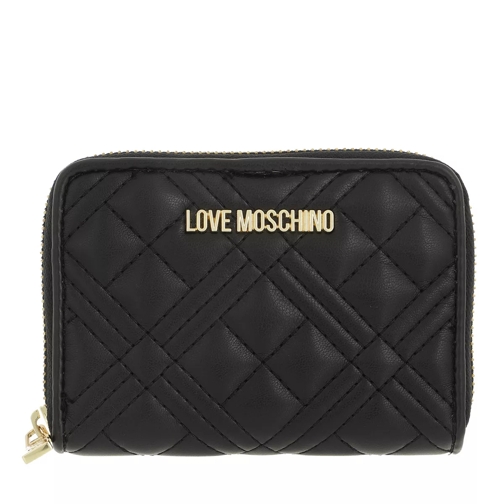 Love Moschino Portafogli Quilted Pu  Nero Portemonnaie mit Zip-Around-Reißverschluss