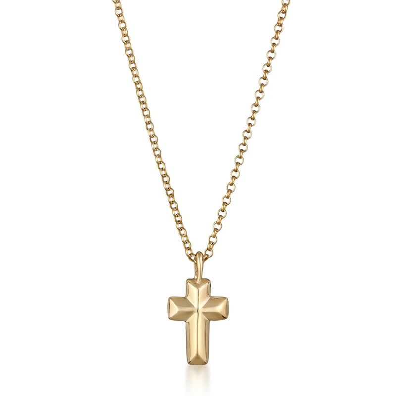 Kuzzoi Mittellange Halskette Halskette Anhänger Kreuz 375 Gelbgold gold