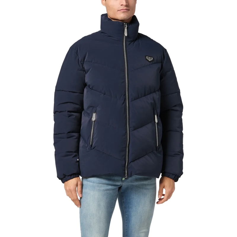 Philipp Plein Lederjacke Jacke dunkel-blau(Image 4)