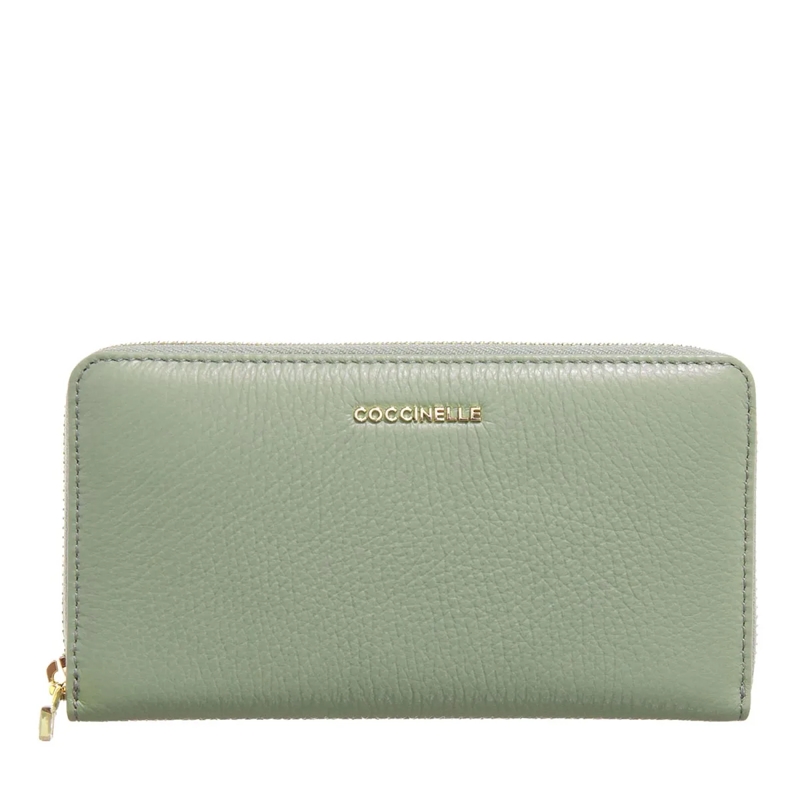 Coccinelle Portemonnaie mit Zip-Around-Reißverschluss Metallic Soft Greenery