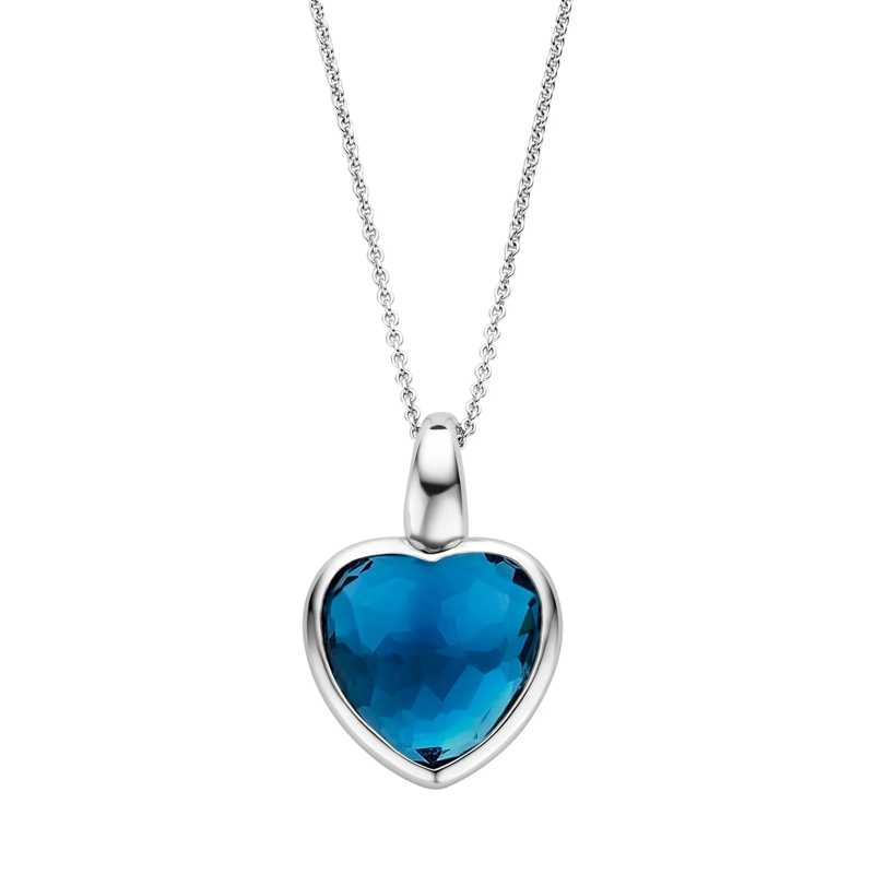 Ti Sento Mittellange Halskette 925er Sterlingsilber Aquatic Love blau