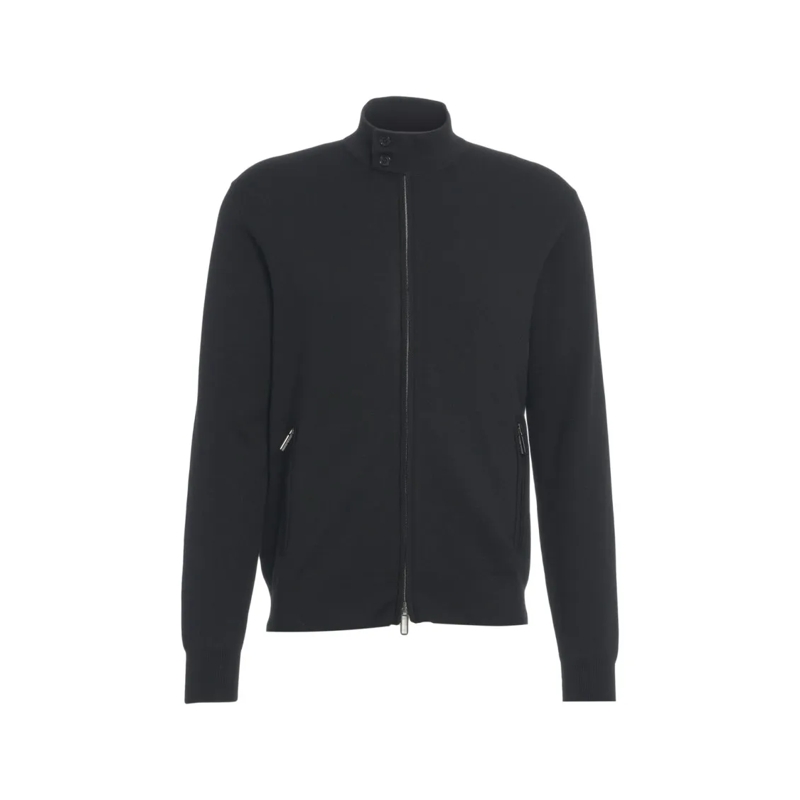 Paolo Pecora  Knitted Jacket With High Collar Black