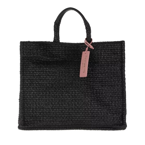Coccinelle Handbag Straw Fabric Noir Stråväska