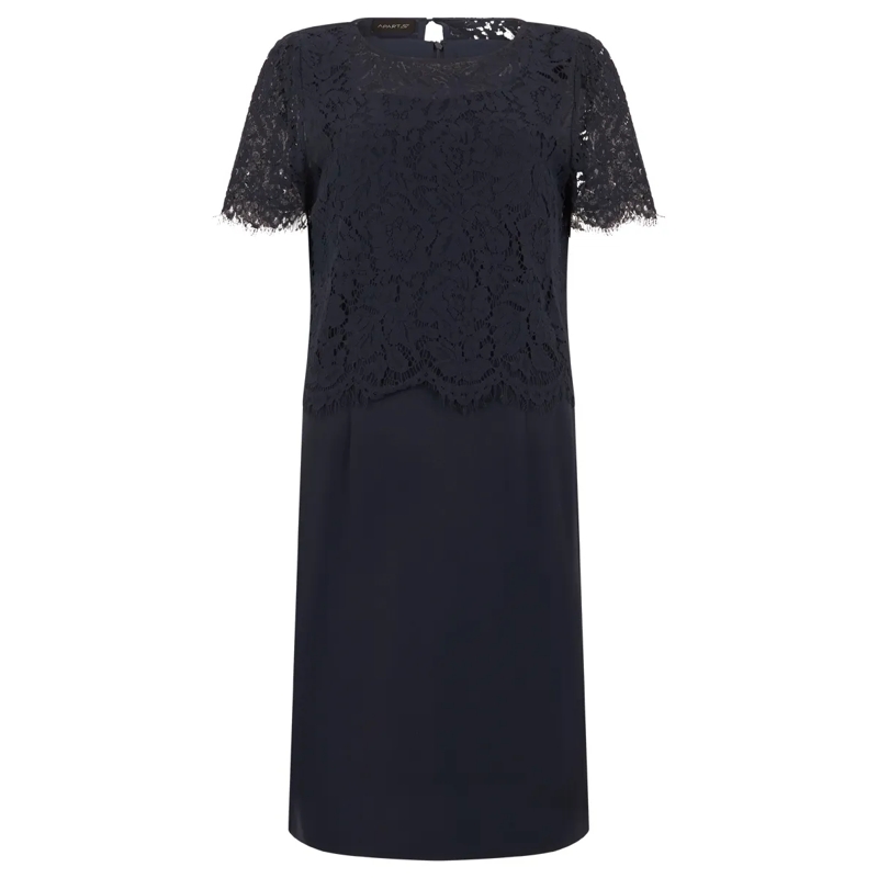 Apart Abendkleid Etuikleid mit Spitzenjäckchen dunkel-blau