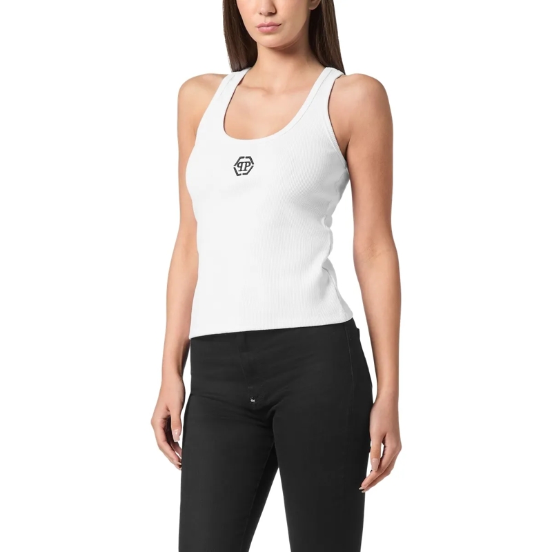 Philipp Plein Top Tank-Top Hexagon weiss(Image 3)