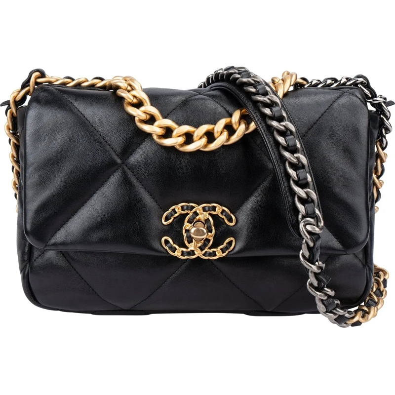 Chanel Tote Chanel 19 Quilted Lambskin Single Flap Crossbody B schwarz