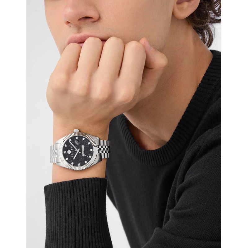 Philipp Plein Quarzuhr Quarz-Analoguhr Date Superlative Gent silber(Image 3)